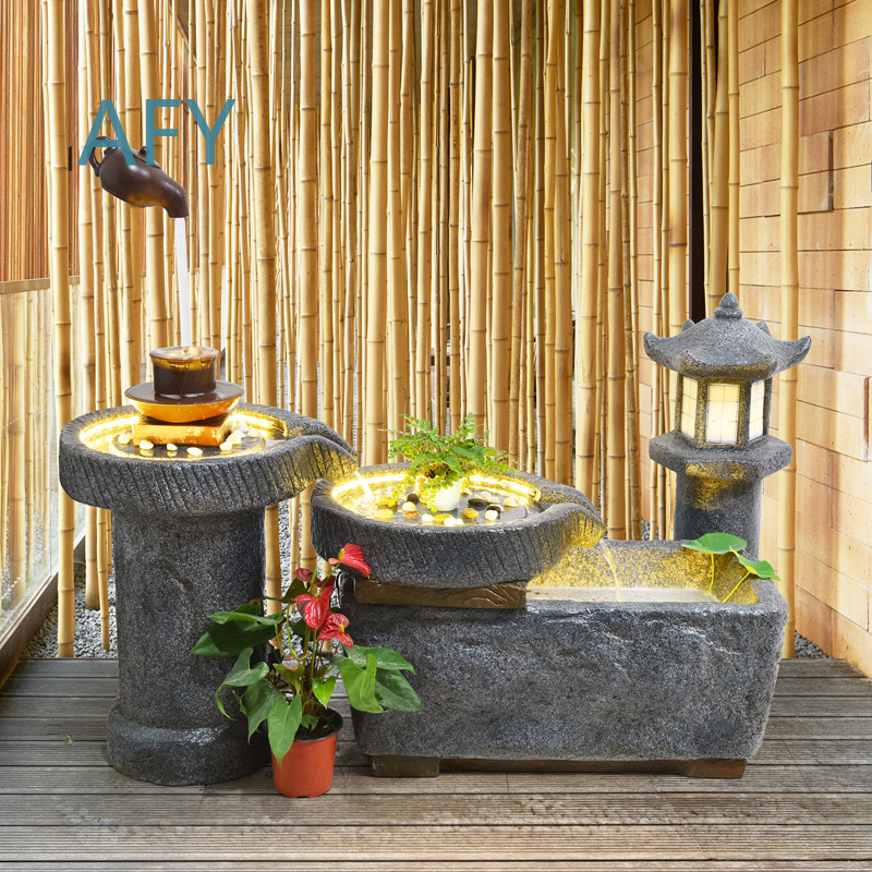 和風のロックガーデン流水噴水加湿器、バルコニー、魚の池、景観 - Gardening Hand Tools Japanese のレビューと価格