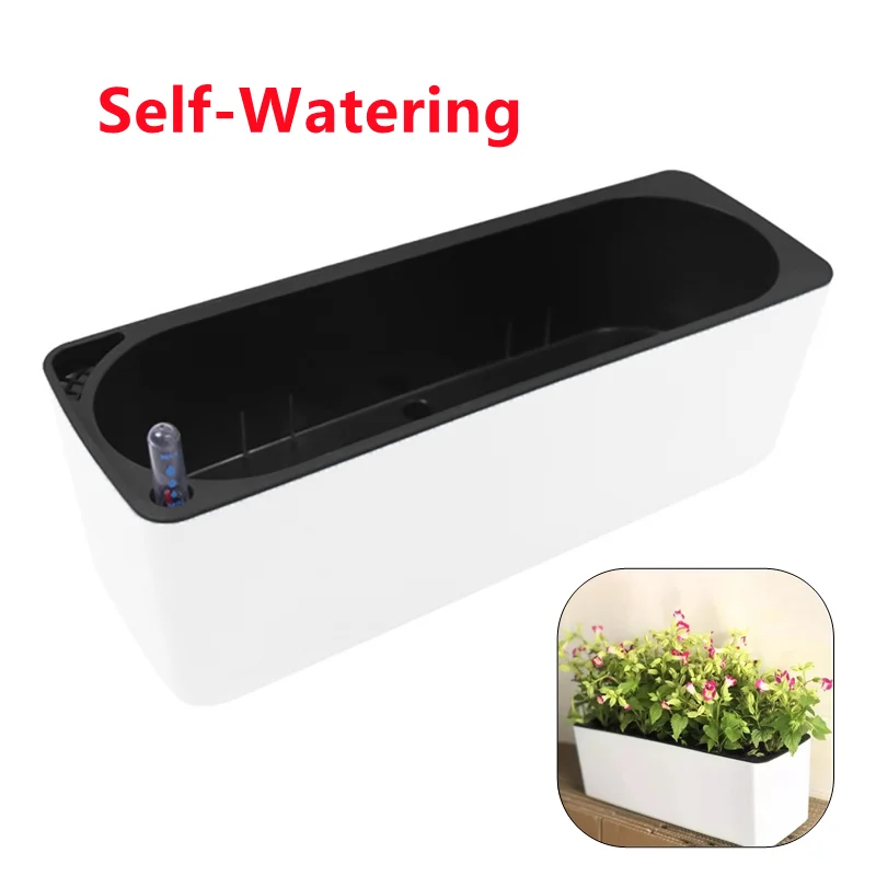 長方形怠惰な植木鉢鉢植え水耕プラスチック植木鉢 + 水位イン - Automatic Plant Waterer のレビューと価格