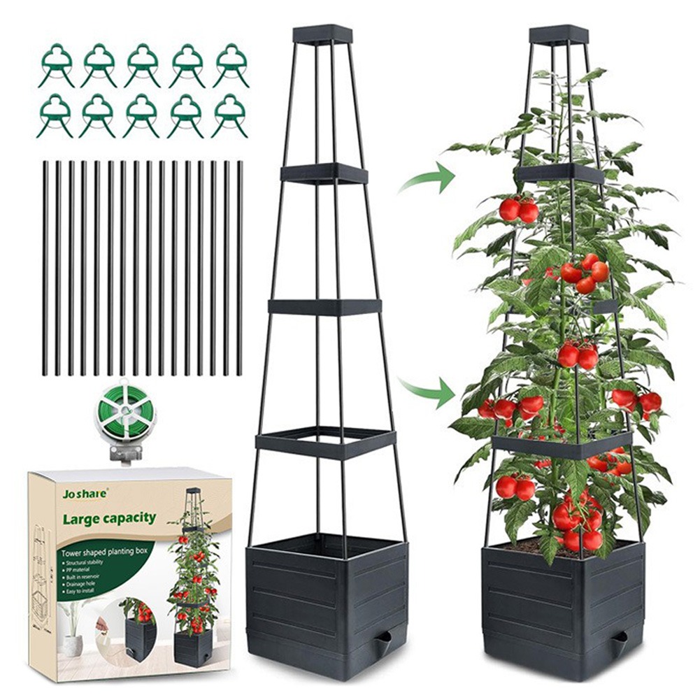 高床式プランターボックス、トレリス付きトマトケージプランター - Self-Watering Planter のレビューと価格