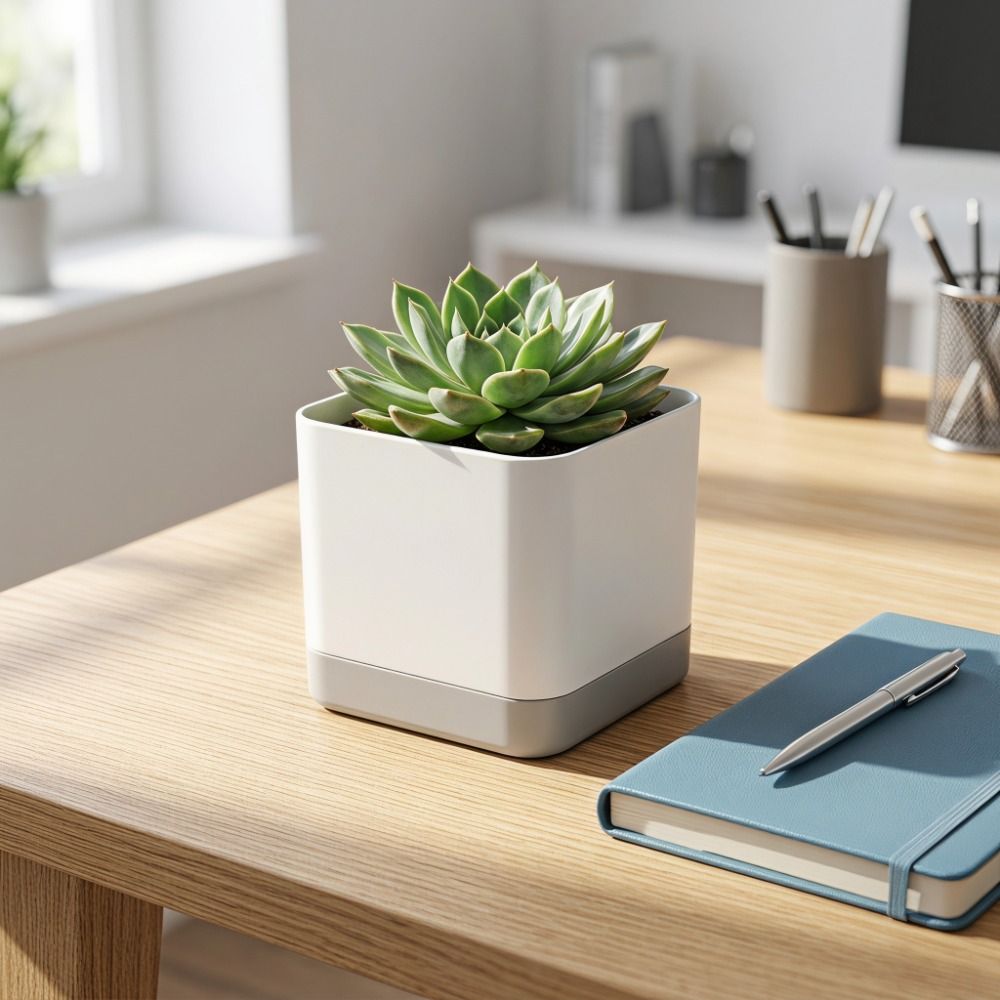 シンプルな正方形の自動給水植木鉢、排水穴付き、2層デザイン、 - Self-Watering Planter のレビューと価格