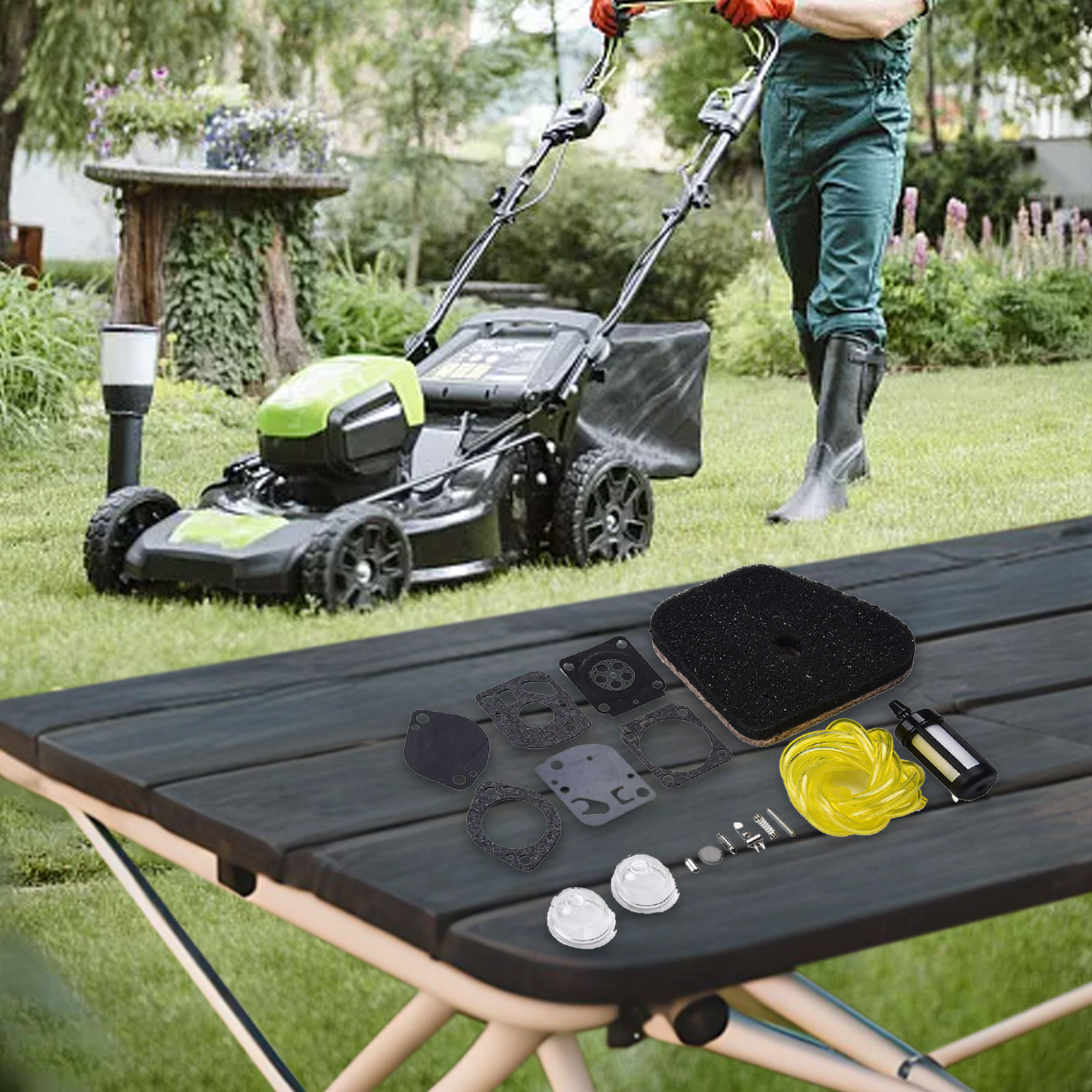 さまざまなトリマーエンジン用のキャブレターサービスキット、F - Gardening Tools Essential のレビューと価格